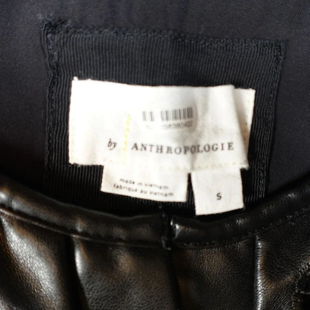 Anthropologie Dress Womens Small Somerset‎ Maxi Faux Leather Embroidered Black_6